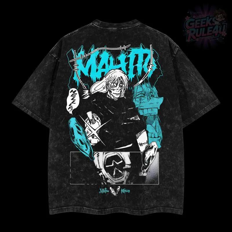 Mahito Jujutsu Kaisen T Shirt Anime Printed Tshirt Y2k Vintage Washed T-shirt Men's Clothing Short Sleeve Pure Cotton Tees Tops
