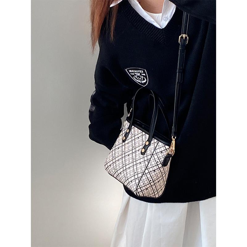 Ielgy Female Bag Vegetable Basket Portable Plaid All-Match One-Shoulder Cross-Body Bag
