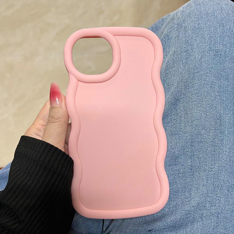 Capa Macaron Onda Ondulada Colorida Fosca Flexível de Silicone Macio Capa Traseira Protetora Fosca para iPhone Xiaomi Samsung