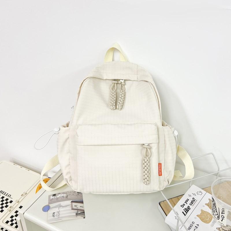 Solid Color Women's Backpack Large Capacity Student School Bag