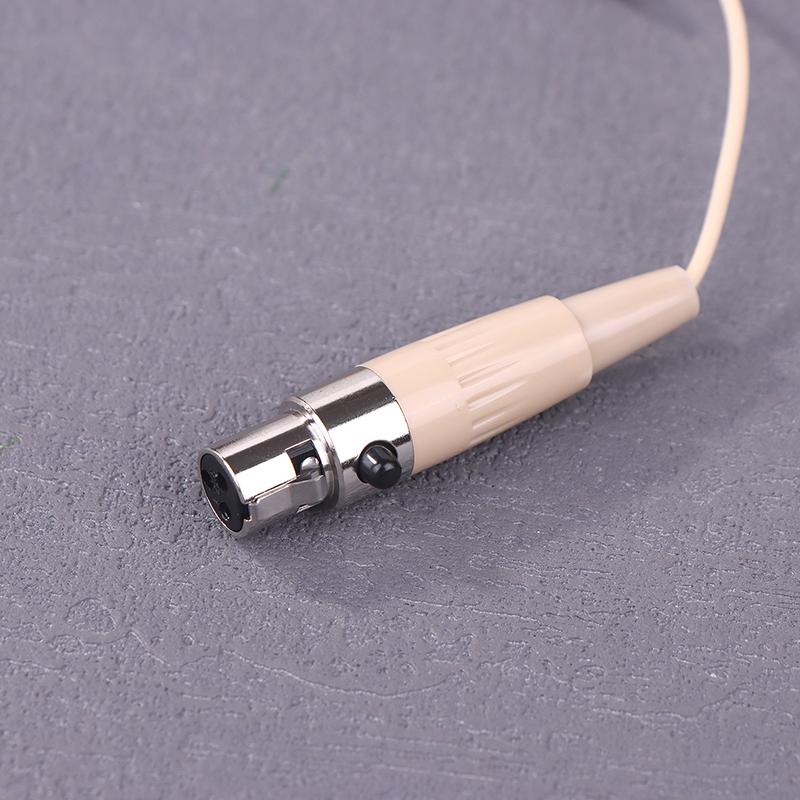 Béžový náhlavní mikrofon s dvojitým náušním háčkem 3,5 mm 3pinový pro 4pinový XLR konektor pro všesměrový mikrofon