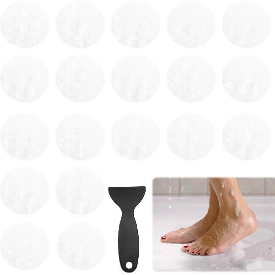 24 PCS Bathtub Non Slip Stickers White Adhesive Decals Round Shape Anti Slip Shower Stickers Bath Non Slip Stickers for Floor Bathroom Stairs Ladders чистый