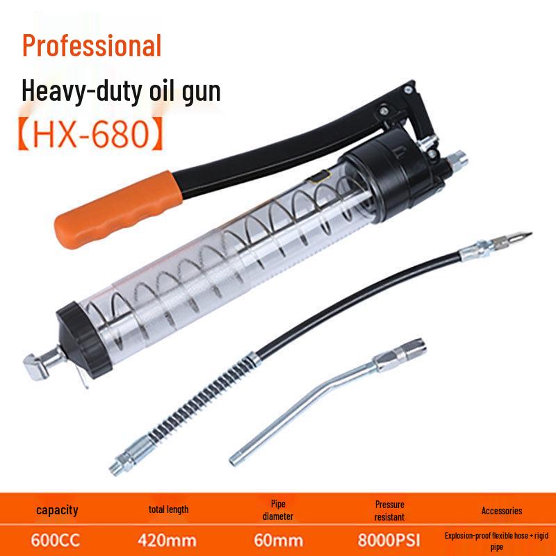 Industrial-Grade Transparent High-Pressure Grease Gun for Excavator Maintenance
