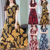 Modisches, lässiges Damen-Kleid mit kurzen Ärmeln und langem Kleid mit Blumenmuster