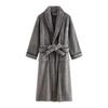 Men's Shawl Collar Robes Full Length Fleece Plush Bathrobes Soft Spa House Coat with Pockets Fluffy Spa Robes Unisex Winter Cozy Warm Spa Long Robe