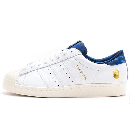 Superstar Undefeated x A Bathing Ape x Superstar Adidas Originalss 80v 'White Blue' B34292