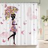 Flower Butterfly Girl Shower Curtain Waterproof Bathroom Lovely Woman Fairy Shower Curtain Polyester Cloth Home Decor Hook