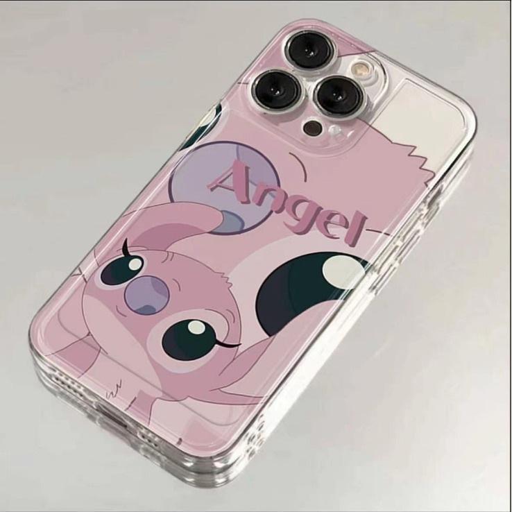 Couple Stitch Angel for Apple 16/16promax phone case 12/11pro transparent xr/xs soft