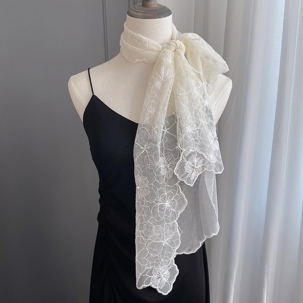 Embroidered Flower Dresses Shawls Elegant Female Headscarf Women's Lace Scarf Shawl  for Women