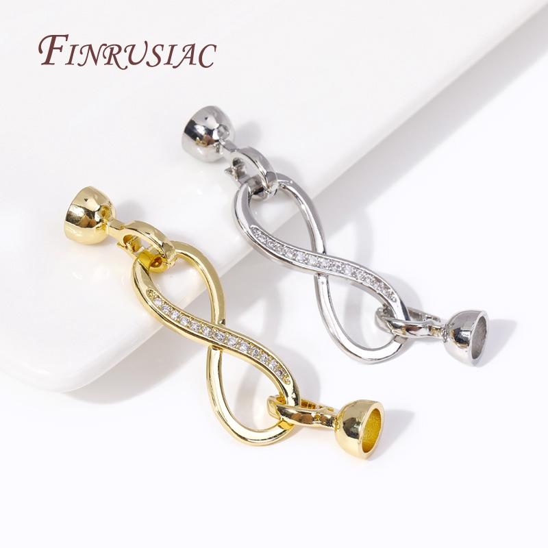 18K Gold Plated Infinity Connector Lock for DIY Pearls Necklaces Bracelets Clasps For Jewelry Making Supplies Accessories