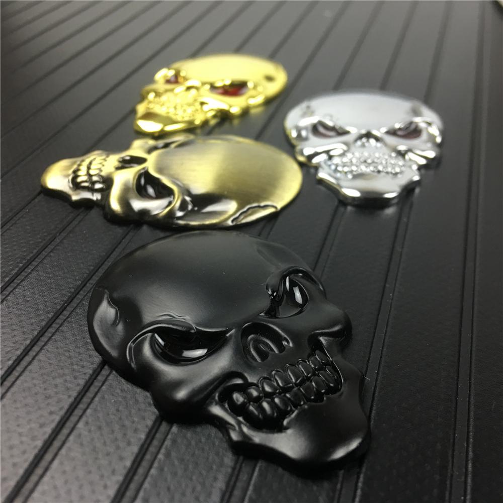 Skull Zinc Alloy Metal Car Stickers on Auto 3D Motorcycle Moto Stickers and Decals Car Styling