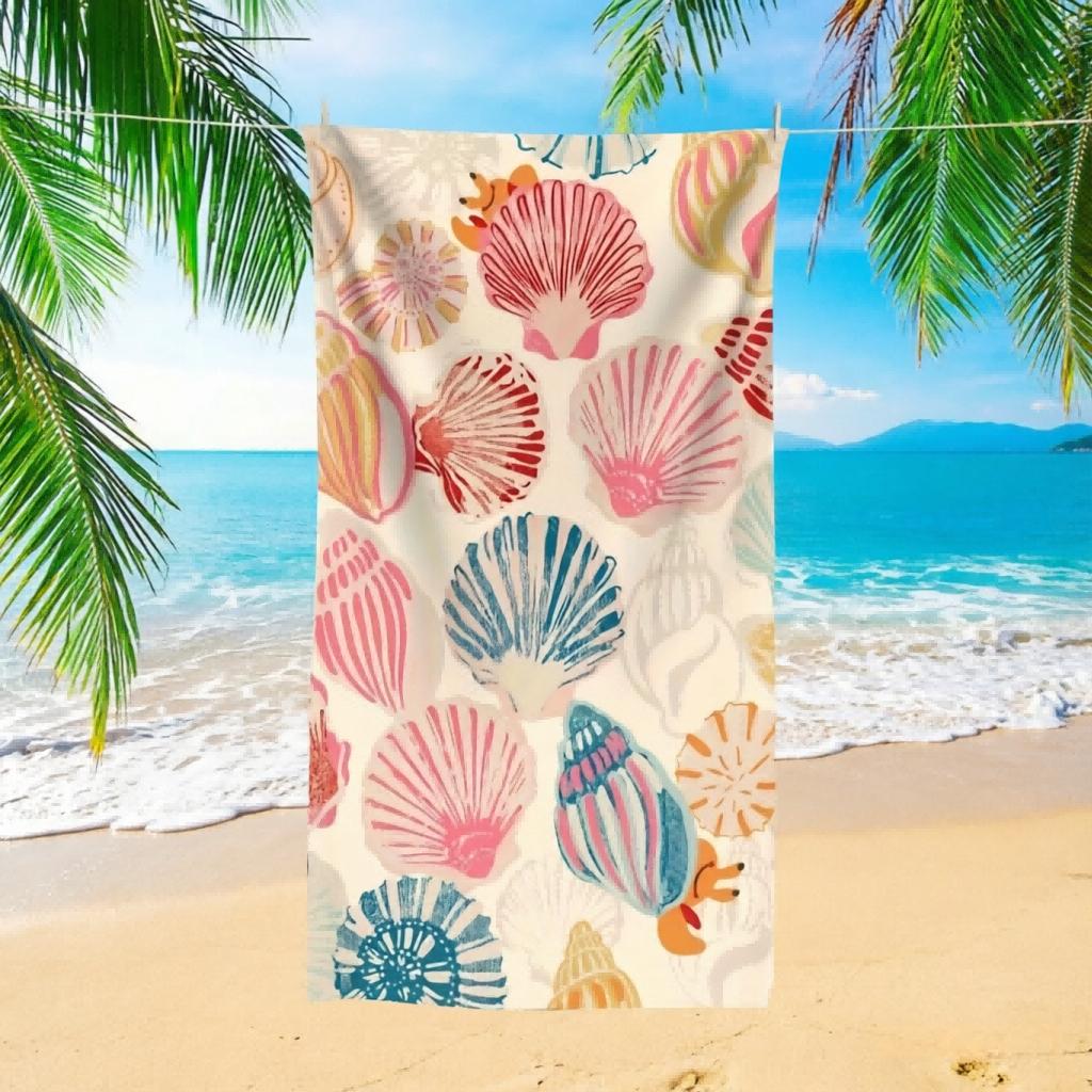 

1 pc Large Seashell Beach Towel, Sand Sun Protection, Ideal for Surfing Swimming Yoga, Beach Pool Travel Outdoor Use W30*H60(CM)