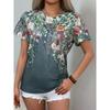 Women's Summer Casual Round Neck Short Sleeve Floral Pattern Top Wear Ladies T-shirt Mother's Day Gift