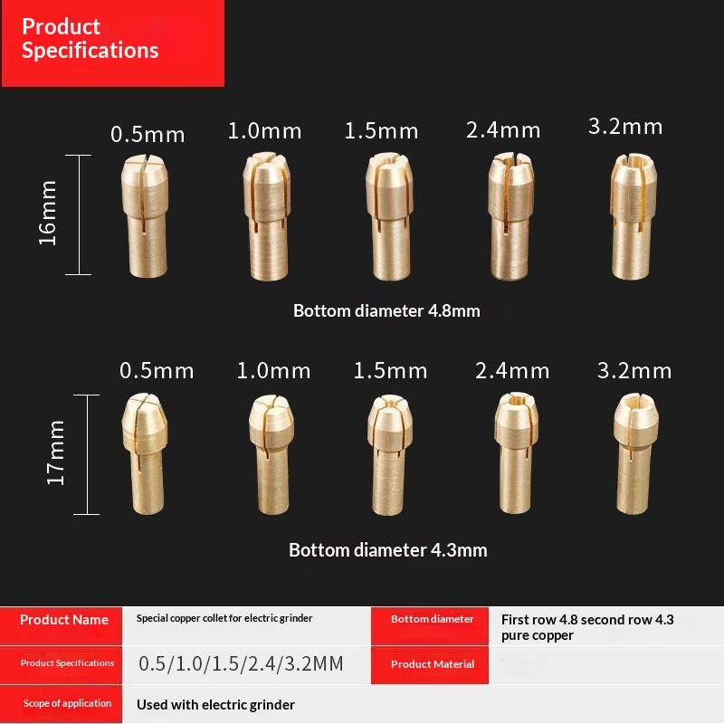 Hohe Qualität 11 Stück/Los Mini-Bohrer Messing-Spannzange für Rotationswerkzeug 0,5-3,2 mm Messing und Mutter für Zubehör-Set