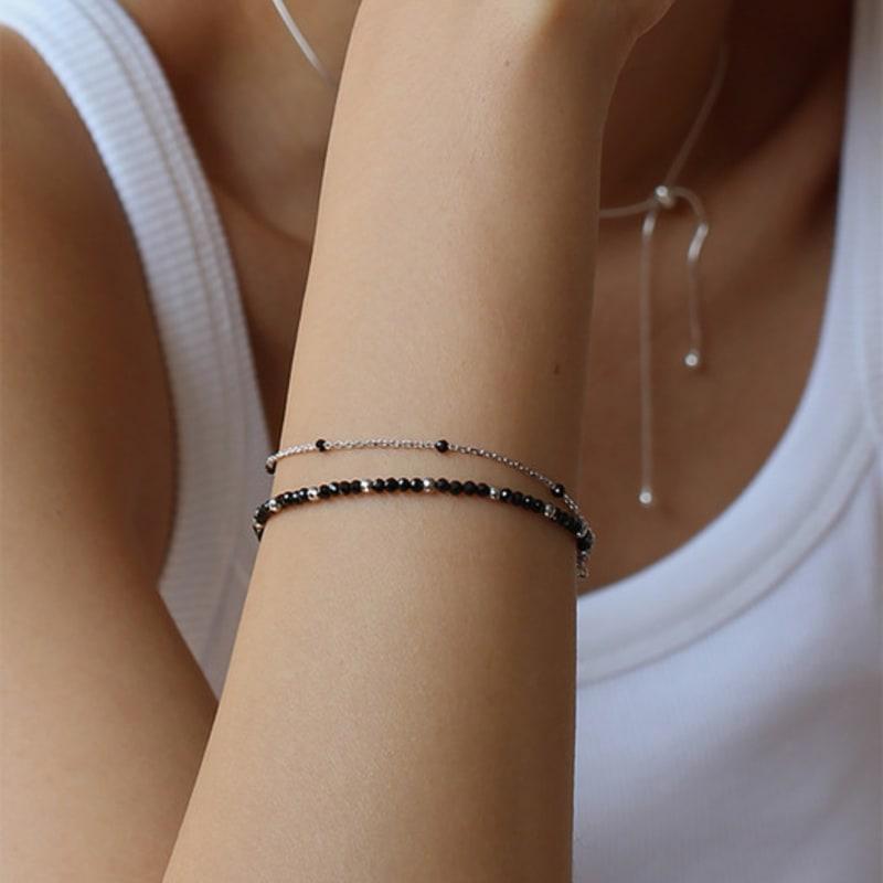 

NORMALLEE [White gold] Mini Onyx Bracelet Silver (+White Gold Plated)