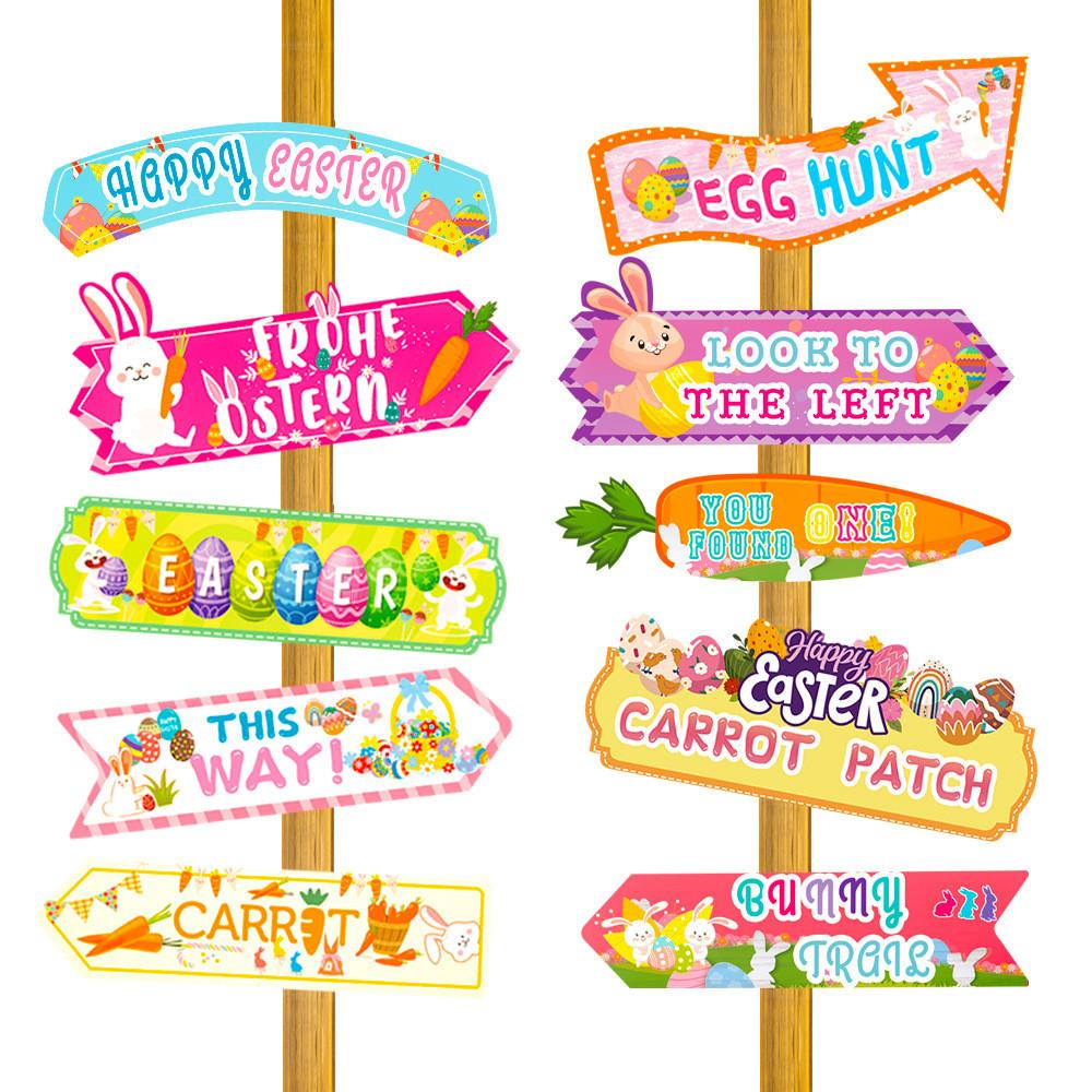 Rabbit Radish Easter Lawn Paper Road Sign For Daily Party Decorative Supplies