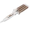 Wavy Curling Wand 3 Barrel Hair Crimper Dry and Wet Use Ceramic Heating Hair Styling Curler Golden 100‑240V US Plug