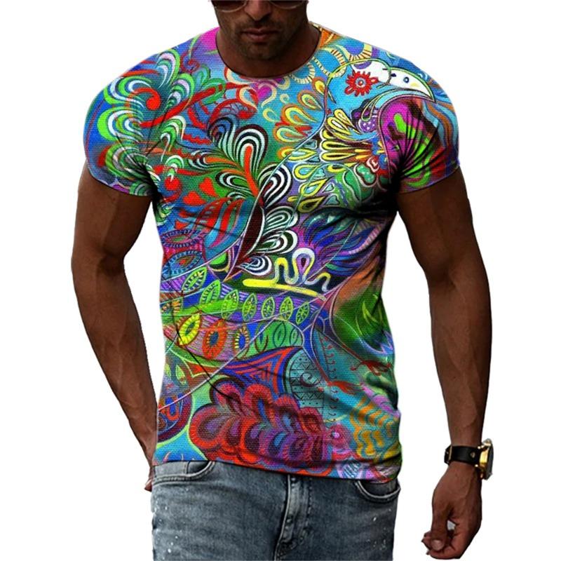 New Fashion Europe and America Retro Graffiti Men T-Shirt Summer