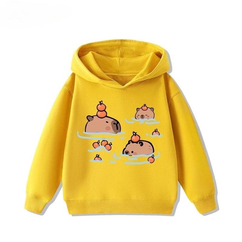 

Осінь та зима Відпочинок на свіжому повітрі Спорт Дитяча толстовка з капюшоном Мультфільм весело капібара милий друк хлопчики та дівчатка флісова толстовка 100cm