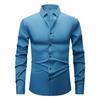 Herren Langarm Freizeit Hemd Einfarbig Slim Fit Button-Down Hemd mit Klassischem Kragen