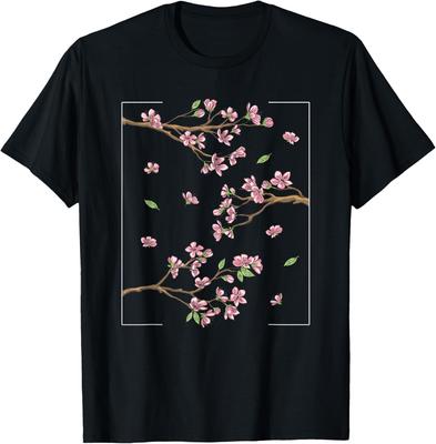 Kirschblüte Sakura Baum Grafik T-Shirt Japanischer Stil Lässiges Kurzarm-T-Shirt für Herren Damen
