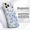 Magnetic For Magsafe Case For iPhone 17 Pro Max Blue and White Flowers Pattern Skin Feeling Cover For iPhone 16 15 14 13 Pro Max