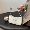 Solid Color Bowknot Shoulder Bag Elegant Compact Square Bag Suitable For Women Handbags Zipper Closure Fashion Underarm Bag