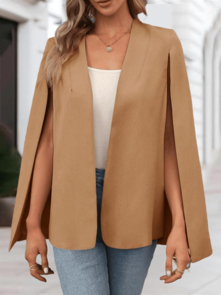 Blazer Mantella da Donna Aperto Davanti Manica Spaccata Elegante Cappotto da Ufficio