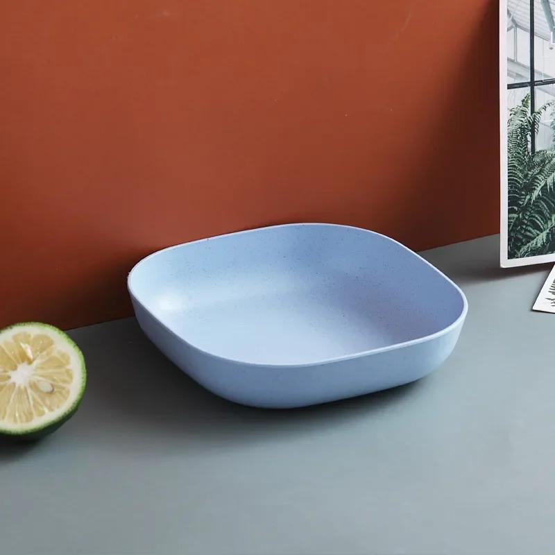 1/4Pcs/Set Dessert Plate Pure Natural Wheat Square Snack Straw Bowl Sauce Seasoning Dish Degradable ECO-friendly Tableware