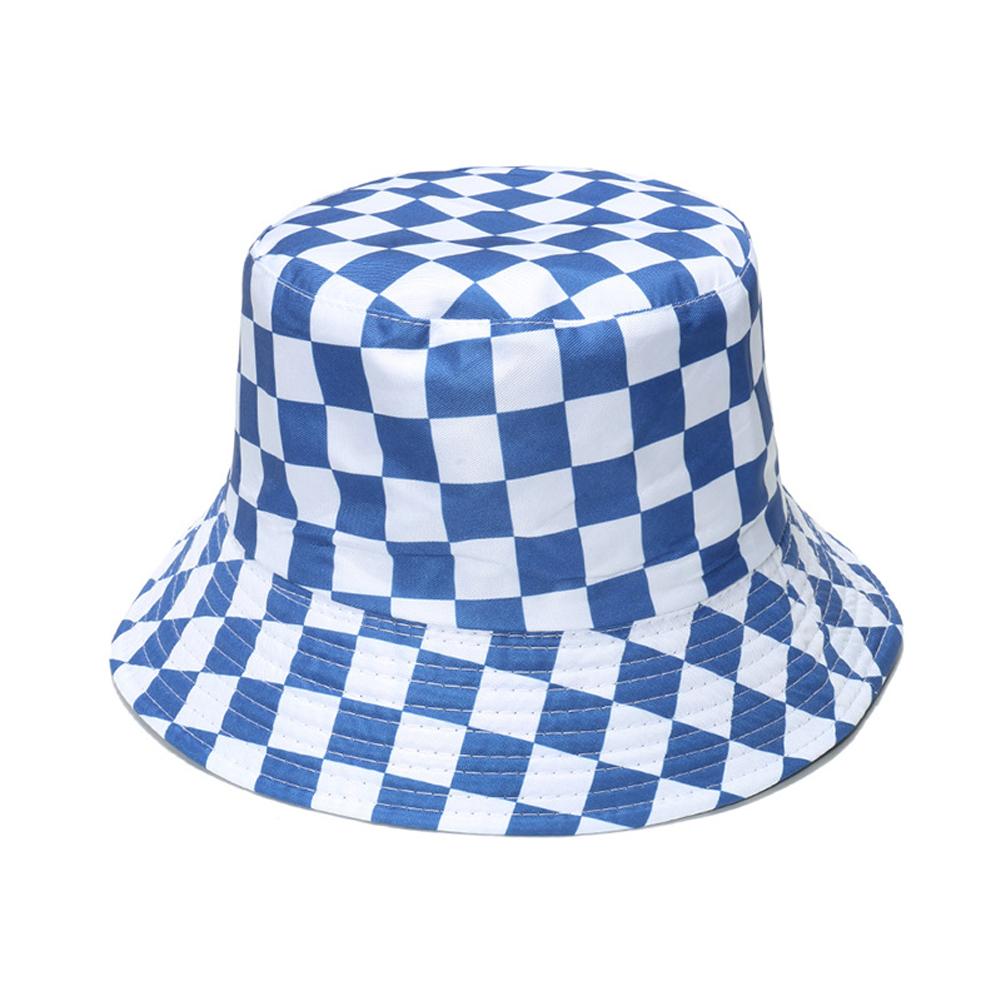 Sunscreen Fishing Hat Checkerboard Plaid Pattern Casual Sunshade Packable Bucket Beach Cap