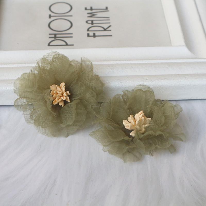 10Pcs 5CM Wrinkle Chiffon Fabric Cored Flowers For DIY Hair Accessories Hats Headband Wedding Dress Decoration