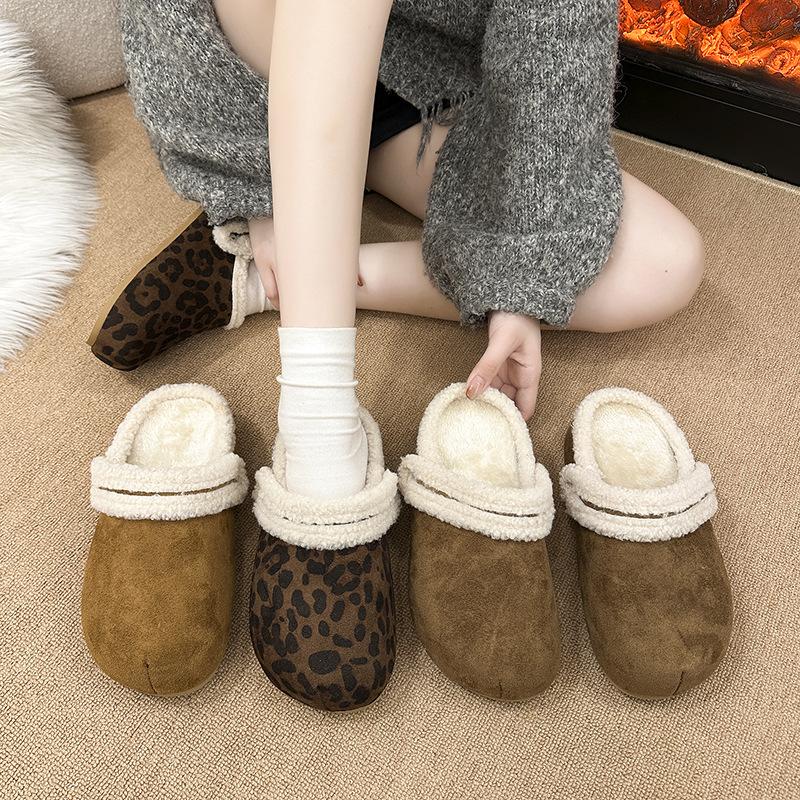 Women's Baotou lightweight and comfortable a footstirrup heightening winter warm cold padded non-slip wear-resistant leisure cotton slippers