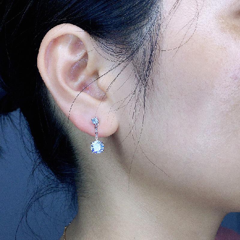 Huitan Metal Zinc Alloy Color/Gold Color Dangle Earrings for Women Chain with Cubic Zirconia Charms Hip Hop Stylish Girls Zircon