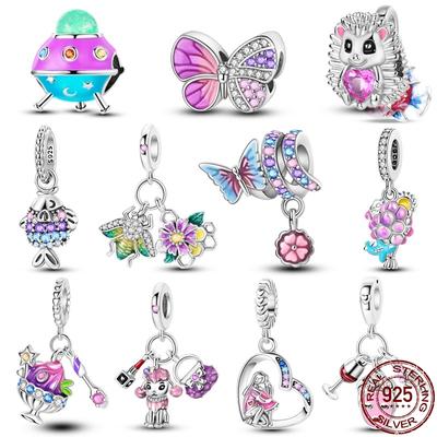 Charms Perles Volantes Papillon en Cuivre Adaptés Bracelet & Jonc Pan Original 3 mm Pour Femmes Cadeau Bijoux Fins d'Anniversaire