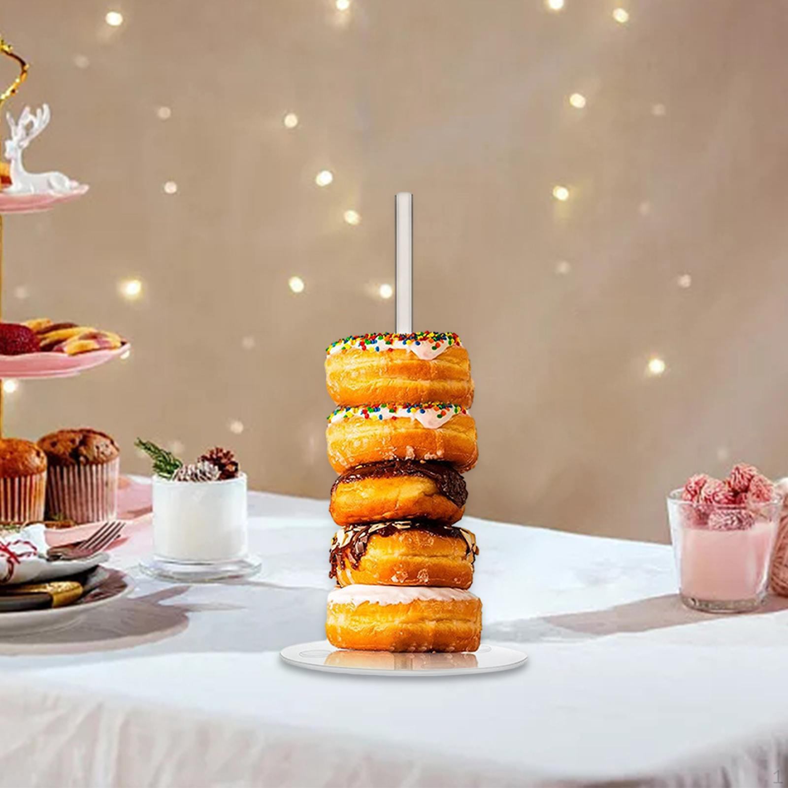 Acrylic Donut Stand Clear Bagel Display Durable Table Centerpiece 19.5cm Height Dessert Stacker Rack round