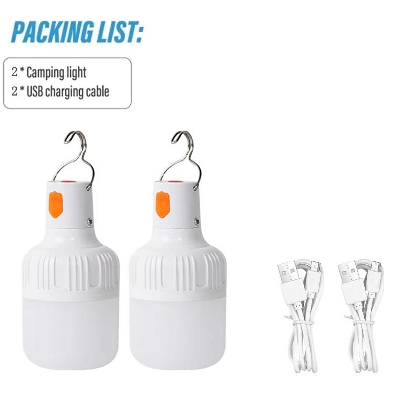 1/2/4/5PC Camping Light Portable Rechargeable Dimmable LED Bulb Brightness Outdoor Tent Light Emergency Night Light with Hook