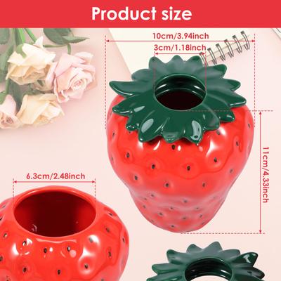 Strawberry Vase Vintage Inspired Strawberry Flower Vase Ceramic Decorative Strawberry Shaped Planter for Home Office Kitchen