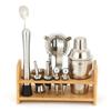 10-piece Stainless Steel Cocktail Shaker Set with Bamboo Stand