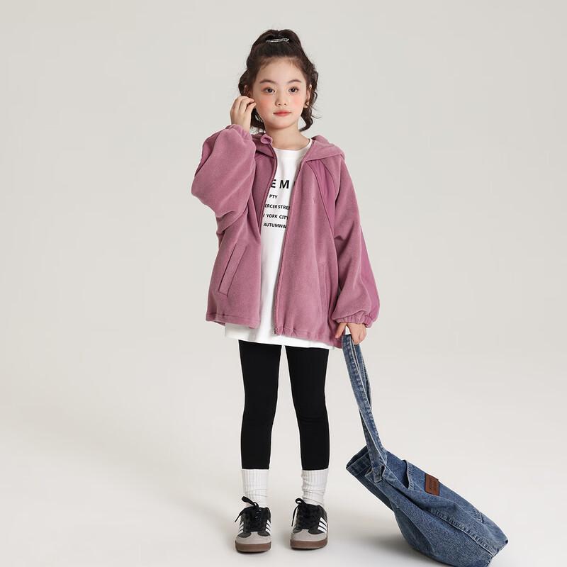 Girls' Fleece Spliced Hooded Jacket