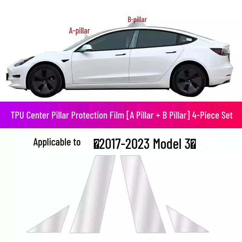 Tesla Model Y/3 Rear Door Refresh Triangle Splash Guard - TPU Transparent Bright Black Film
