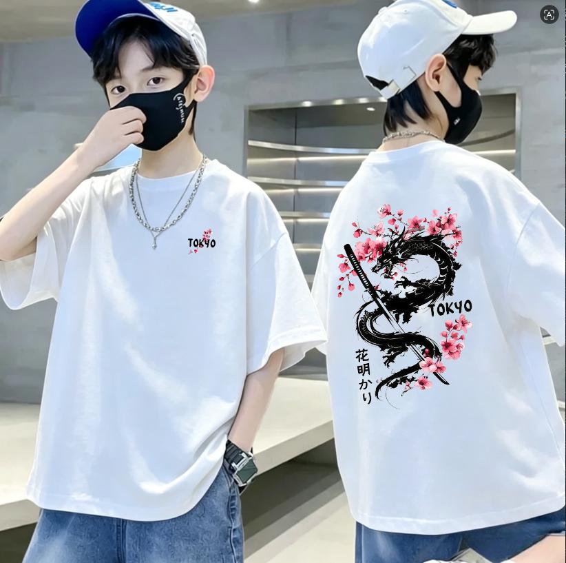 Best-selling 100% cotton children's short-sleeved T-shirt. Medium and small size. Breathable top for children.