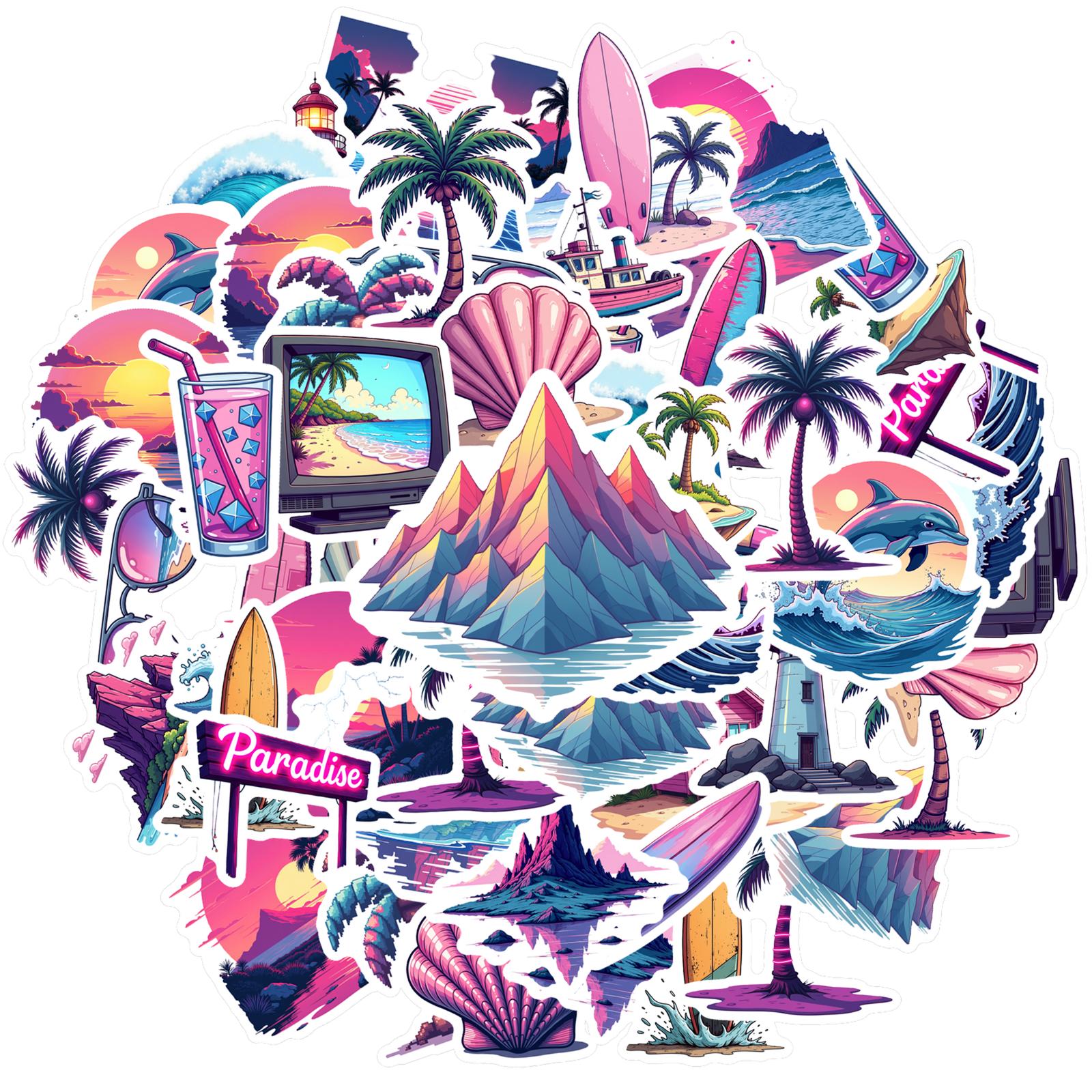 35pcs Decals scenic Stickers Funny Stickers Water Graffiti Stickers for Fridge Notebook Phone