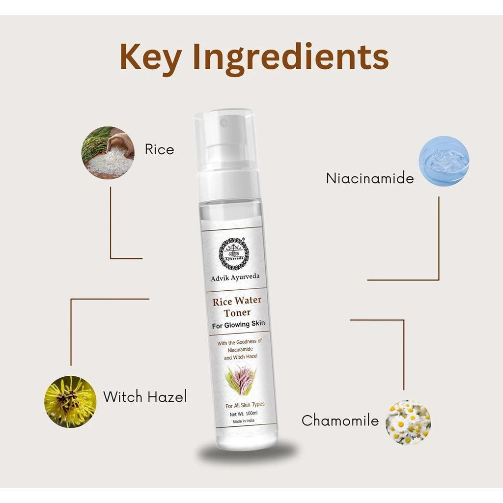 Advik Ayurveda Rice Water Toner For Glowing Skin 100ml