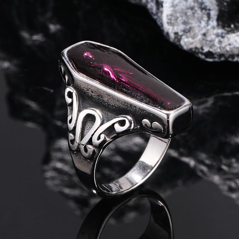 Retro Gothic Coffin Mummy Titanium Steel Ring - Alternative Style for Men