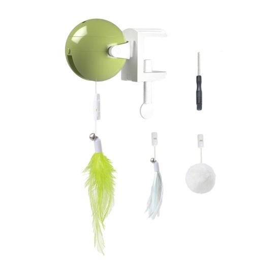 Door Hanging Electric Cat Feather Toy Smart Self Play Cat Teaser Toy Automatic Cat Toy with Feather Fluffy Ball And Tassel for Indoor Cats