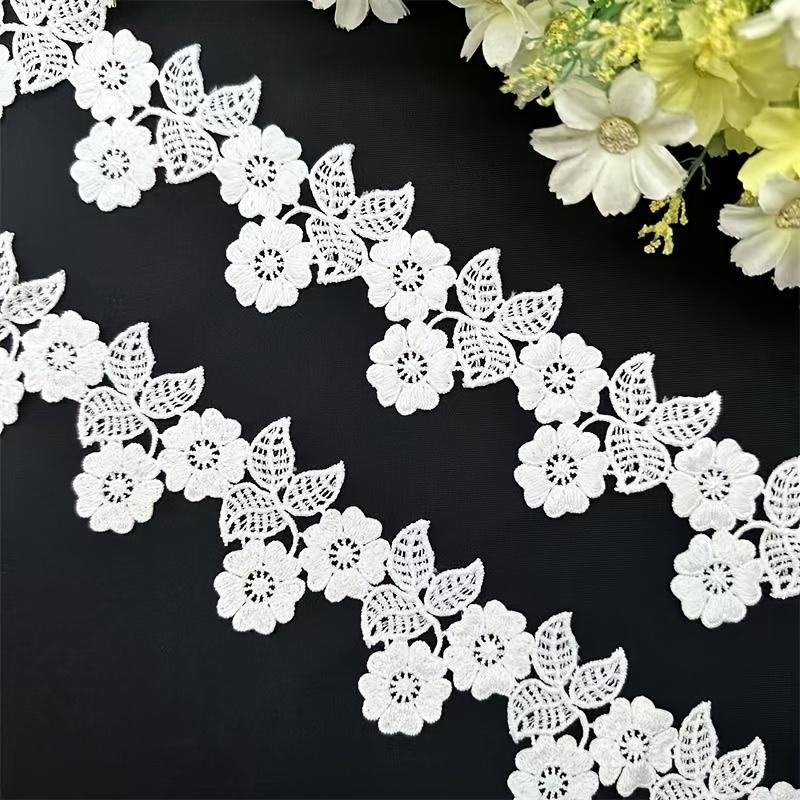 1 Yard Floral Lace Trim Ribbon, Water-Soluble Fabric, DIY Sewing Craft Decoration 5.5cm Width