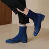 Fashion New Autumn Winter Fashion Short Boots Women Shoe Round Toe Boots Casual Chunky Low Heels Shoes for Women Back Zipper Ankle Boots