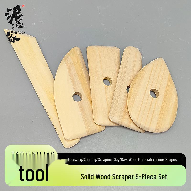 5-Piece Boxwood Scraper Set for Clay and Polymer Sculpture