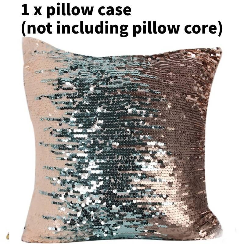 Case Dual Pillow Color Flip Sequin Cushion Cover Home Living Room Gift Decor