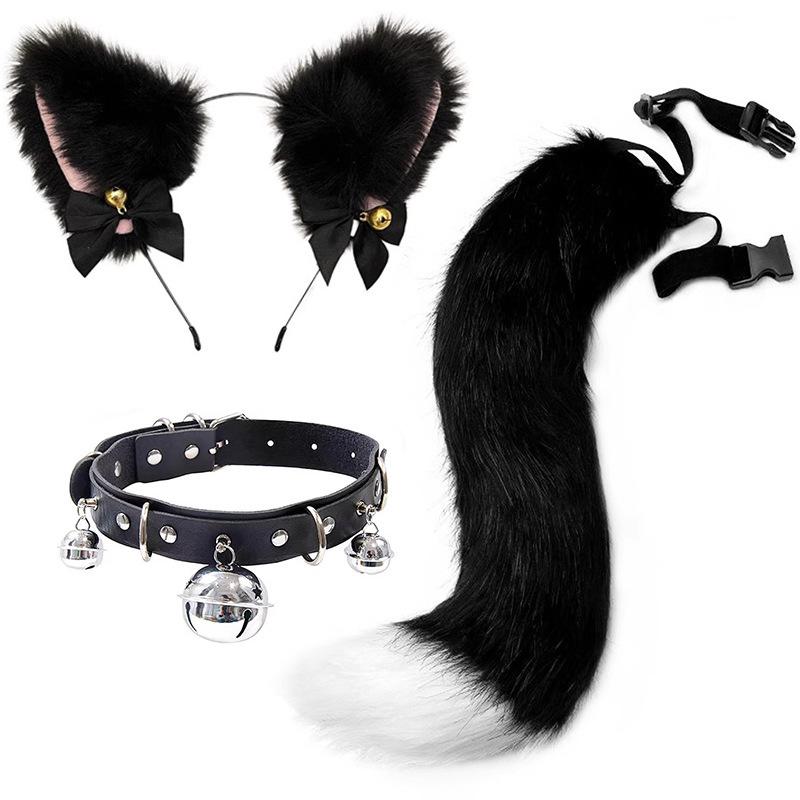 Handmade Cat Ears & Tail Set: Cute Cosplay Hair Accessories for Catgirl